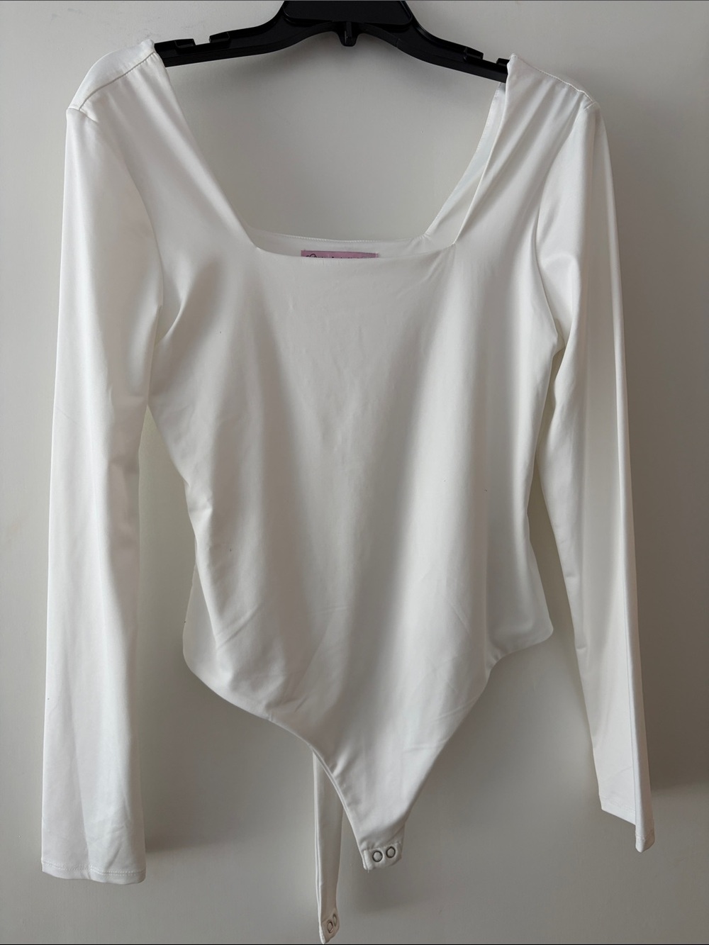 Fame and Partners White Long-Sleeve Scoop Neck Bodysuit